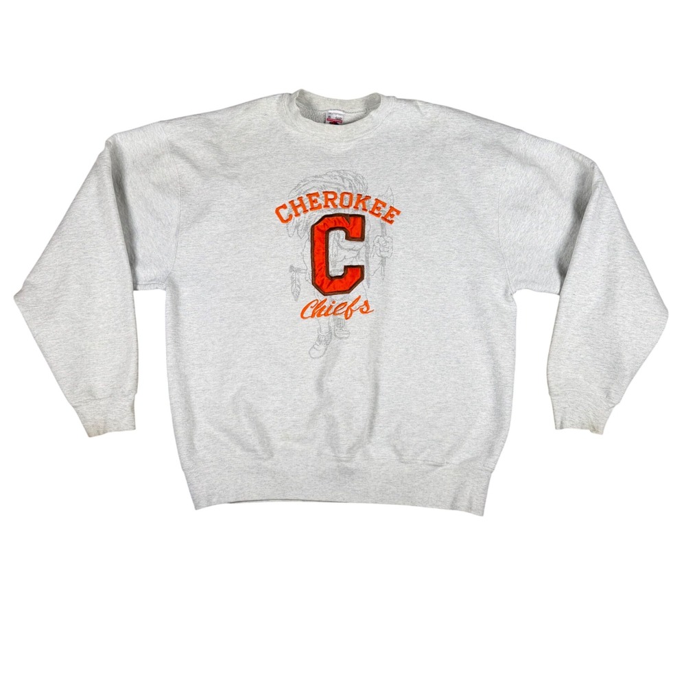 Vintage Fruit of the Loom Cherokee Chiefs Sweatshirt XL Gray Made in USA 90s